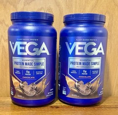 (2) VEGA Essential Protein Made Simple, Plant-Based Protein Chocolate 2lb 4.3 oz