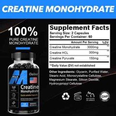 Creatine Monohydrate softgel capsules – 120 Capsules, 3,000mg per Serving