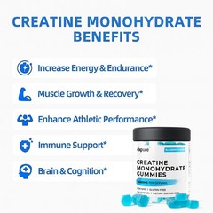 Creatine Monohydrate Gummies – 150 Gummies – 6000mg – Muscle Strength and Energy