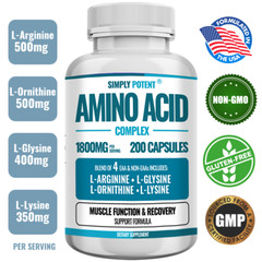 Amino Acid Complex 1800mg 200 Capsules, L-Arginine L-Glysine L-Lysine L-Ornithin