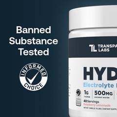 Transparent Labs Hydrate Naturally Sweetened Electrolytes Powder – Hydration
