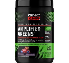 GNC AMP AMPLIFIED GREENS Powder 10oz (30 Serv) Blueberry Pomegra BEST BY 08/26