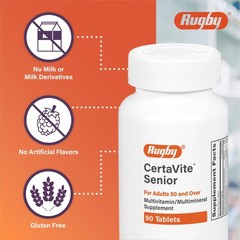Rugby CertaVite Senior Multivitamin/Multimineral 90 Count (Pack of 1), Silver