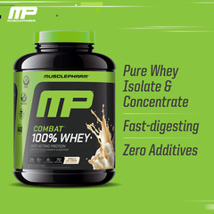 MusclePharm Combat 100% Whey Protein Powder – 5 lb, 70 Servings, Vanilla