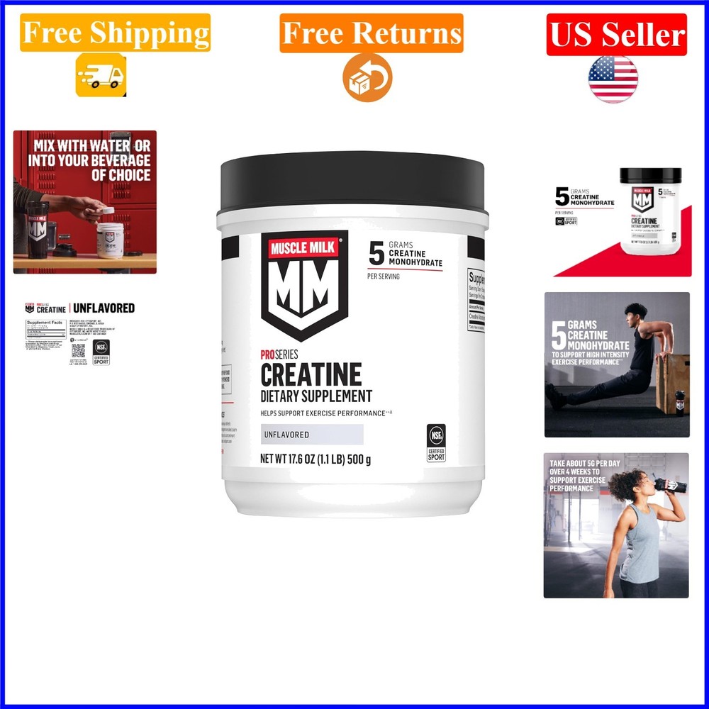 Pro Series Creatine Powder Supplement, 1.1 lb, Unflavored, 100 Servings