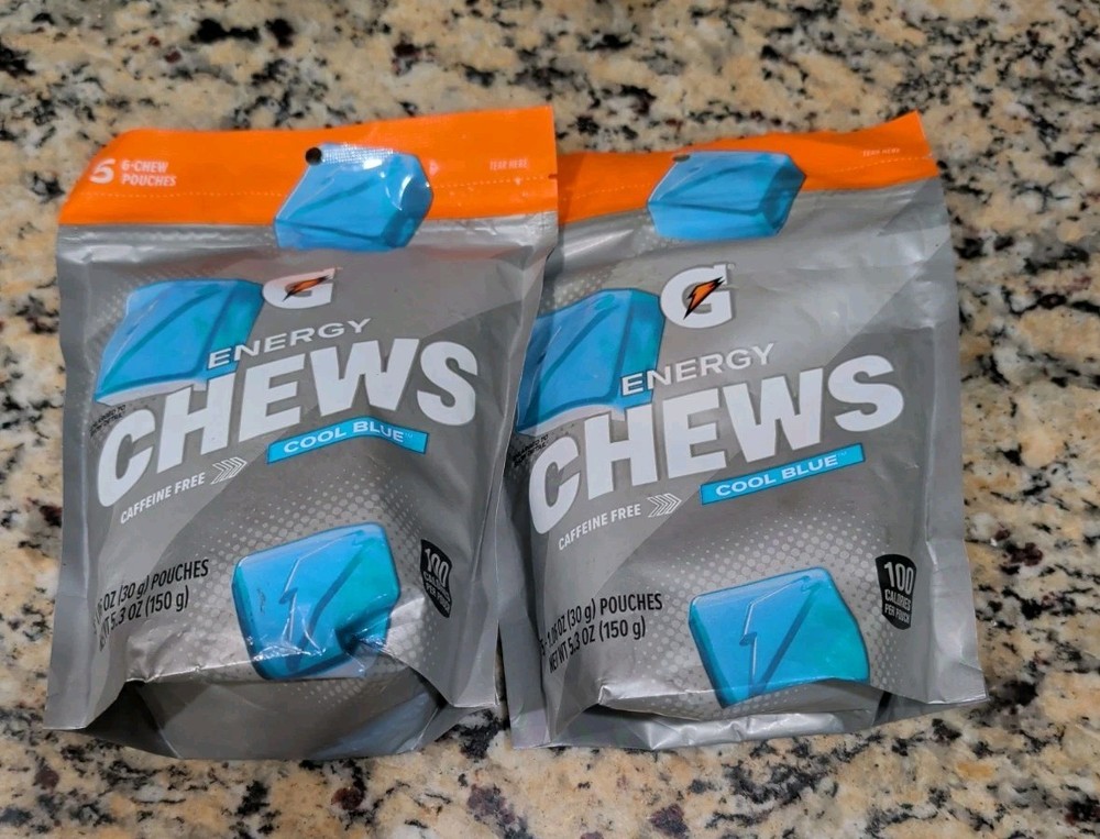 Gatorade Energy Chews Cool Blue Caffeine Free 2 Pack 60 Chews Total Exp 02/2027