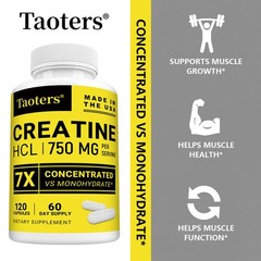Creatine Hcl 750 Mg 30-120 Capsule Support Immune Energy Cognitive Muscle Health
