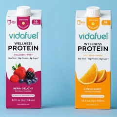 2 Pack Vidafuel Wellness Protein Drink Berry Delight 2oz Shot 32oz Carton