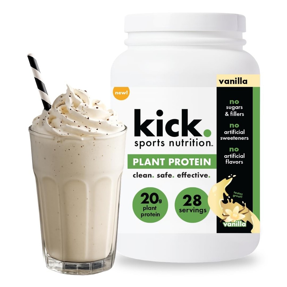 Kick Plant Protein Powder, Vanilla Flavor, 20 G Protein, Gluten Free Workout …