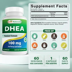 DHEA 100mg Supplement 60 Capsules – Supports Balanced Hormone Levels for Men & W