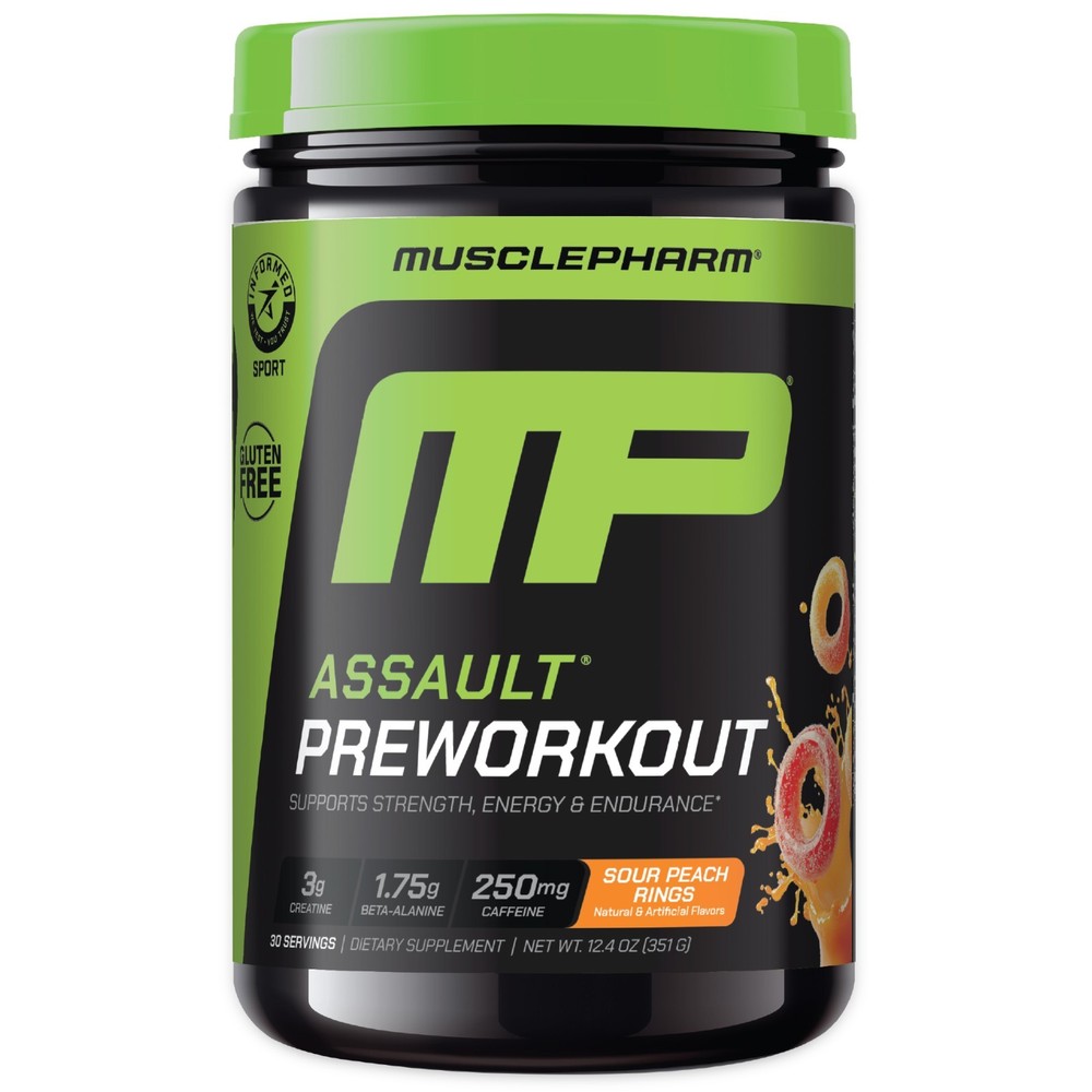 MusclePharm Assault Energy & Strength Pre Workout – 30 Servings, Sour Peach Ring