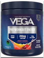 set 2 Vega Pre-Workout – 200mg Caffeine, Energy & Focus, Fruit Punch, 25 Serv
