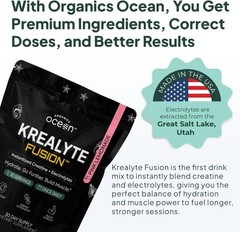 Organics Ocean Krealyte Fusion Creatine Powder Electrolytes Muscle 30 Servings