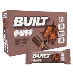 BUILT Puff Protein Bars Brownie Batter 12 Count 17g Protein Gluten Free Collagen