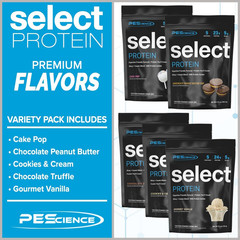 PEScience Select Protein Powder Variety Pack – 5 Flavors – 25 Servings – Protein
