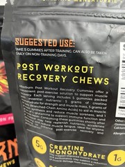 2 LOT of AfterBurn recovery Creatine Monohydrate Chews BCAAs,L-Glutamine Gummies