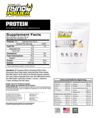 Ryno Power Protein Powder Drink Mix, Vanilla, Pouch, 20 servings