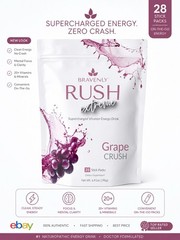 Bravenly Global Grape Rush Extreme Supercharged Vitamin Drink 28 Sticks Packs