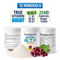 Electrolyte Complex Hydration Powder | 12 Minerals + 6 Vitamins | Grape Flavor