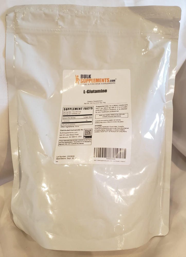 PURE L-GLUTAMINE POWDER by BULK SUPPLEMENTS – 2.2 POUND BAG (1kg)