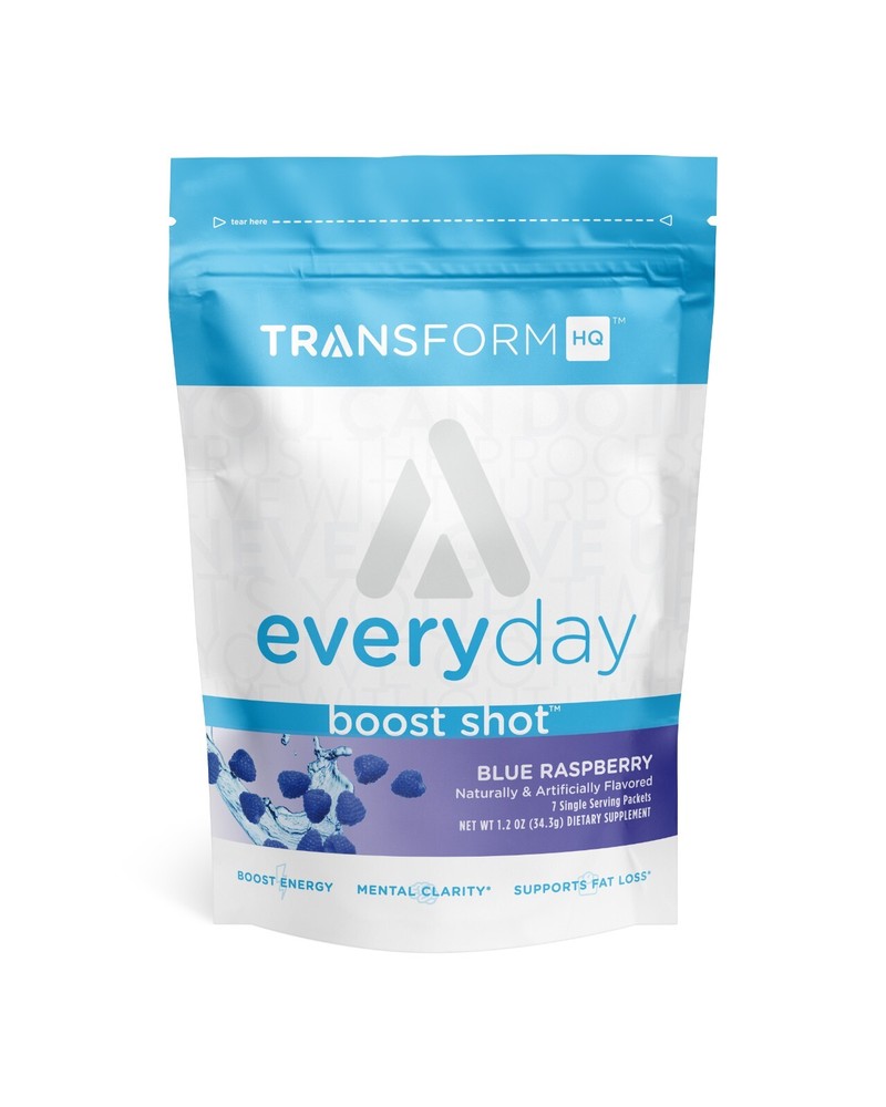 TransformHQ Boost Shot Powder Stick Packets, Blue Raspberry Energy – 7 Pack
