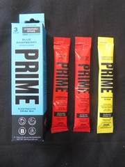 Prime Blue Raspberry Topical Punch 6 Hydration+ Sticks Packets Zero Sugar Added