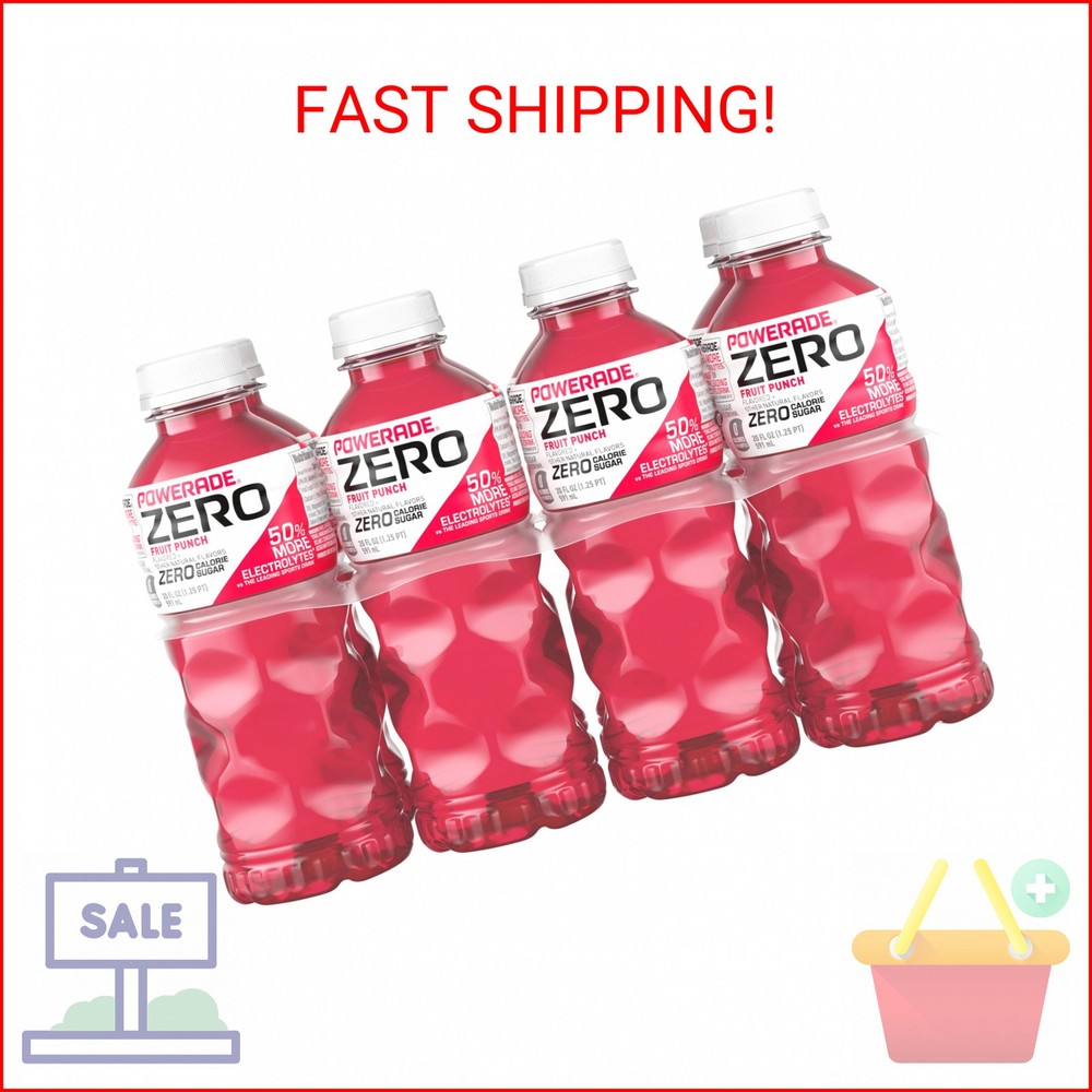 POWERADE ZERO Fruit Punch, 20 fl oz, 8 Pack