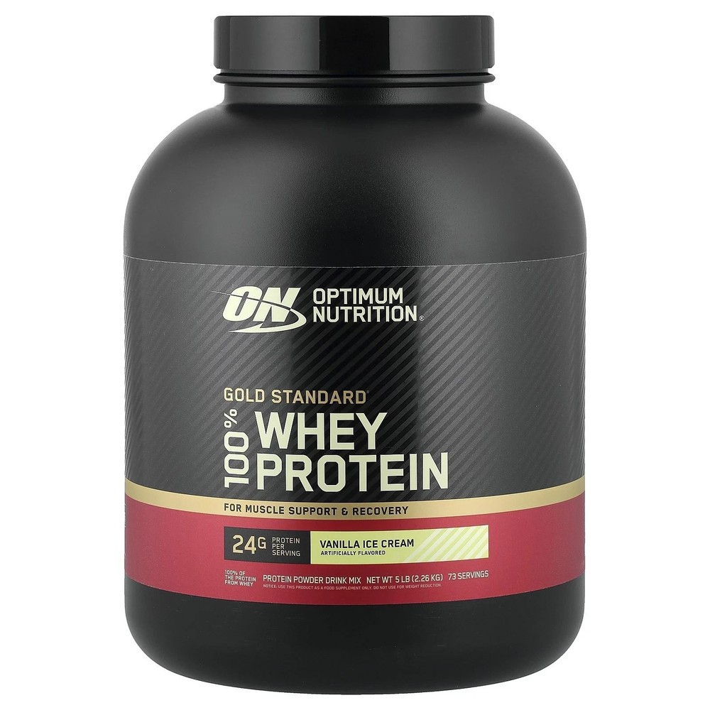 Optimum Nutrition, Gold Standard 100% Whey Protein Powder, Vanilla Ice Cream 5lb
