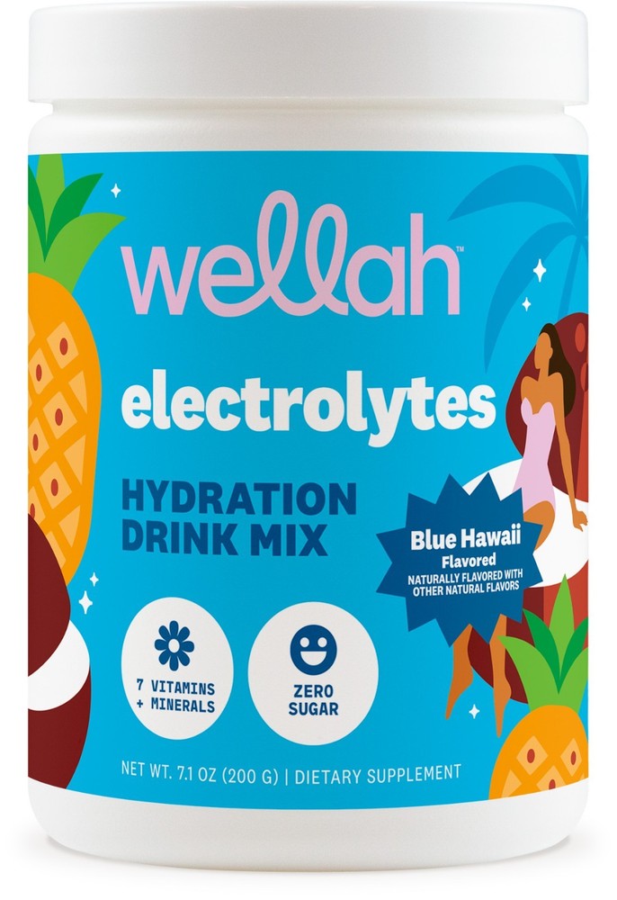Wellah Electrolytes Powder (Blue Hawaii) 50 Servings – Hydration Drink Mix