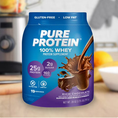 2 Pack Pure Protein 100% Whey Protein Powder, Rich Chocolate,25g Protein,1.75lb
