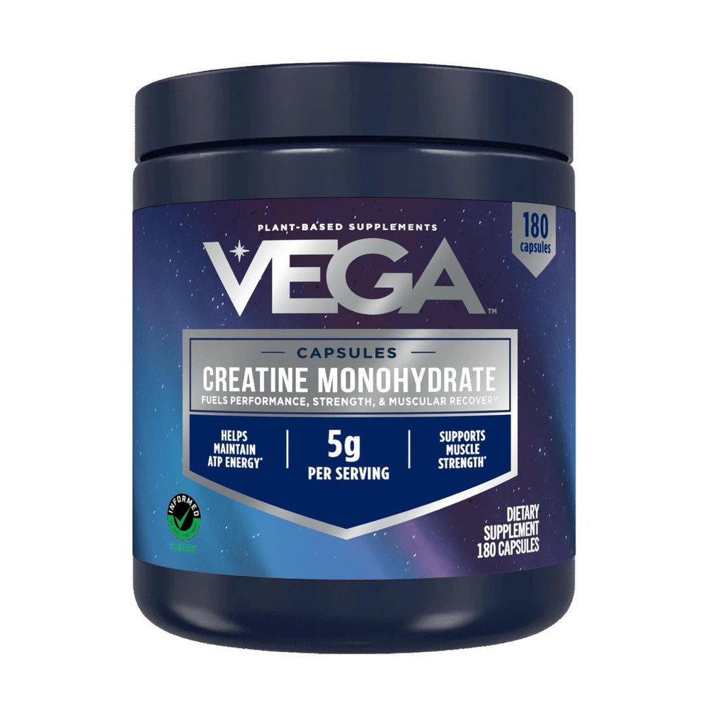 Vega Creatine Monohydrate Capsules, 5g Micronized Creatine Powder per Serving…