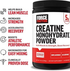 FORCE FACTOR Creatine Monohydrate, Creatine Powder for Muscle Gain, More Strengt