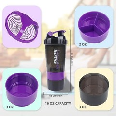500ml Protein Shaker Bottle Layered Powder Storage Water Bottle Wire Ball
