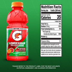 Gatorade Lower Sugar Fruit Punch, 20 fl. oz., 6 Pack | Free Shipping