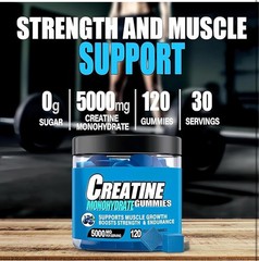 Creatine Monohydrate Gummies Unisex Blue Raspberry 5000MG Per Serving