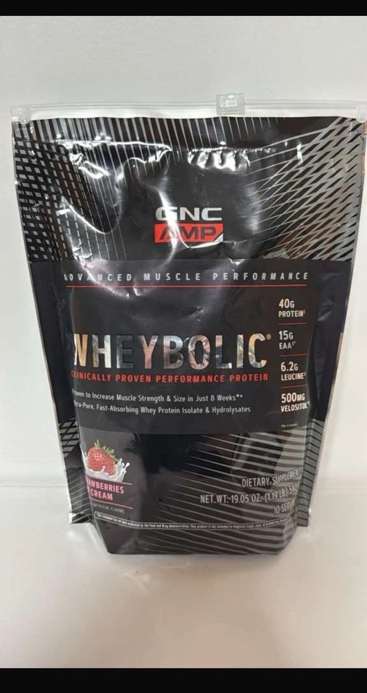 GNC AMP Wheybolic Whey Protein Powder Strawberries & Cream 19.05 oz