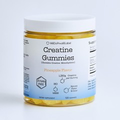 Chewable Creatine 1,250mg per Gummy, Sugar Free, Natural Pineapple Flavor