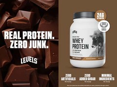 Levels Grass Fed Whey Protein Powder, No Artificials, Double Chocolate 1.48LB
