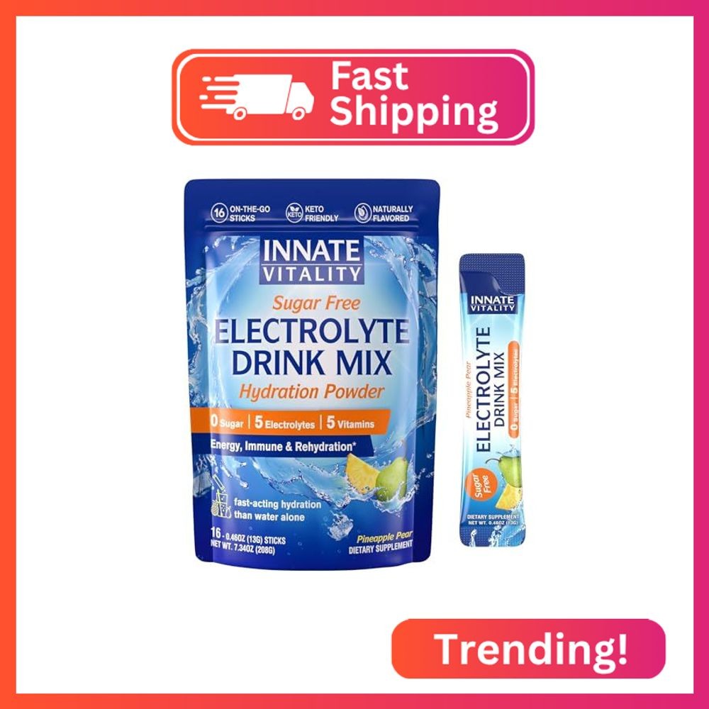 Innate Vitality Electrolytes Powder Packets, No Sugar, 5 Keto Electrolytes & Vit