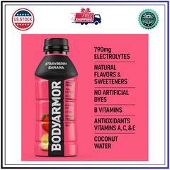BODYARMOR Sports Drink Strawberry Banana 16 Fl Oz Bottles 12 Pack Hydration