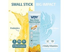 VDY Sea Moss Electrolytes Hydration Drink Mix Sugar-Free Mango & Pineapple 30ct