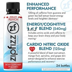 Zipfizz Sport Energy Shot Fruit Punch 4oz Hydration B12 Nitric Oxide Blend 24ct