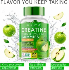 Creatine Monohydrate Gummies Sugar Free 5000mg 5g Per Serving Sour Green Apple