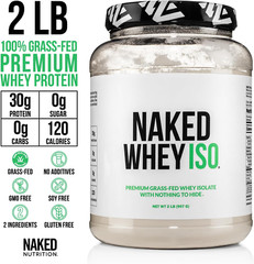 Naked Whey Isolate Protein 30G Grass-Fed Protein Powder Unflavored 28 Servings