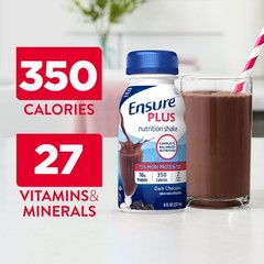 Ensure Plus Dark Chocolate Nutrition Shake | Meal 8 Fl Oz (Pack of 24)