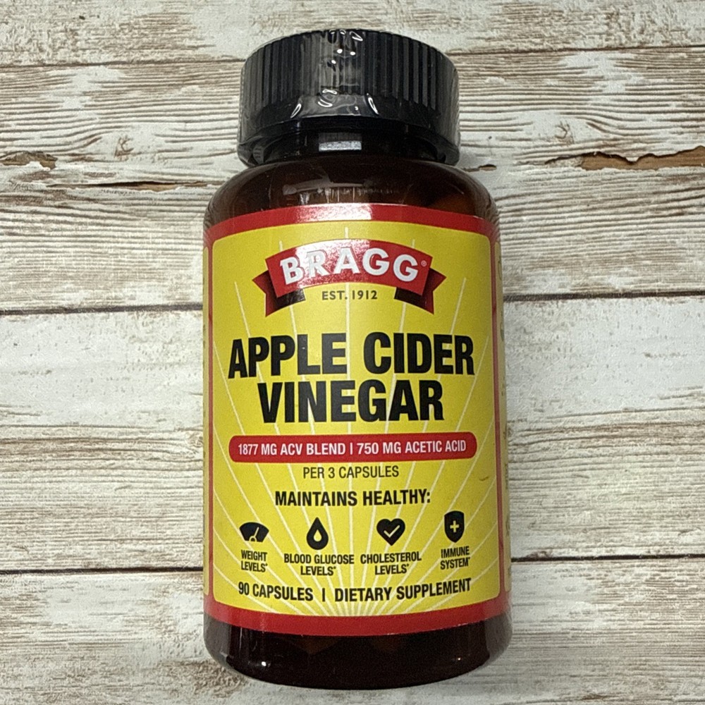 BRAGG Apple Cider Vinegar 90 Capsules – 750 Mg Acetic Acid EXP 05/2028