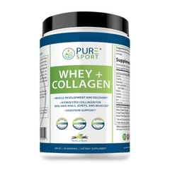 PURE Sport Whey Protein + Collagen Powder (27g of Protein 28 servings 2 Flavors)