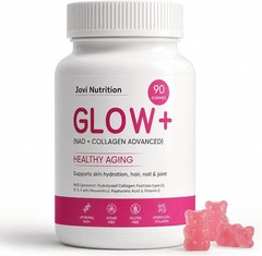 Jovi Glow+ NAD+ & Collagen Gummies, Multi-Type Hydrolyzed Collagen Peptides, Res