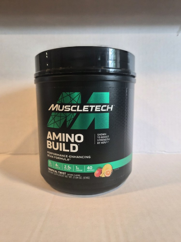 MuscleTech Amino Build BCAA Powder Tropical Twist 21.64 oz Muscle Gain & Energy