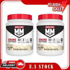 2 Pack Muscle Milk Genuine Protein Powder, Vanilla, 32g Protein, 1.9lb, 30.9oz